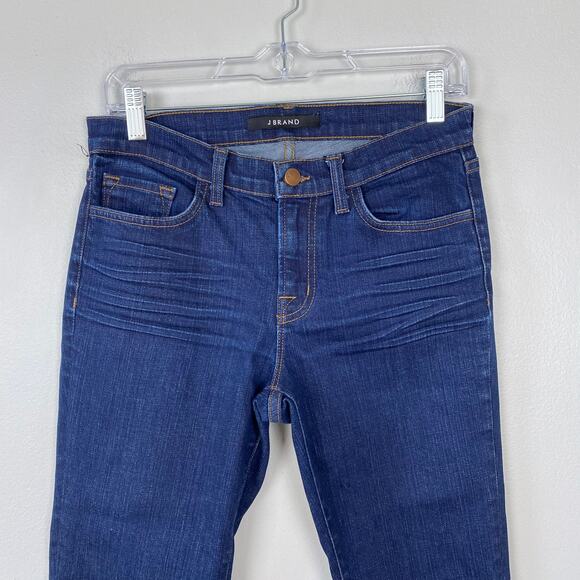 J Brand Mid Rise Skinny Jeans Daphne‎ Indigo Dark Wash Denim Cotton Size 28 - Picture 2 of 11